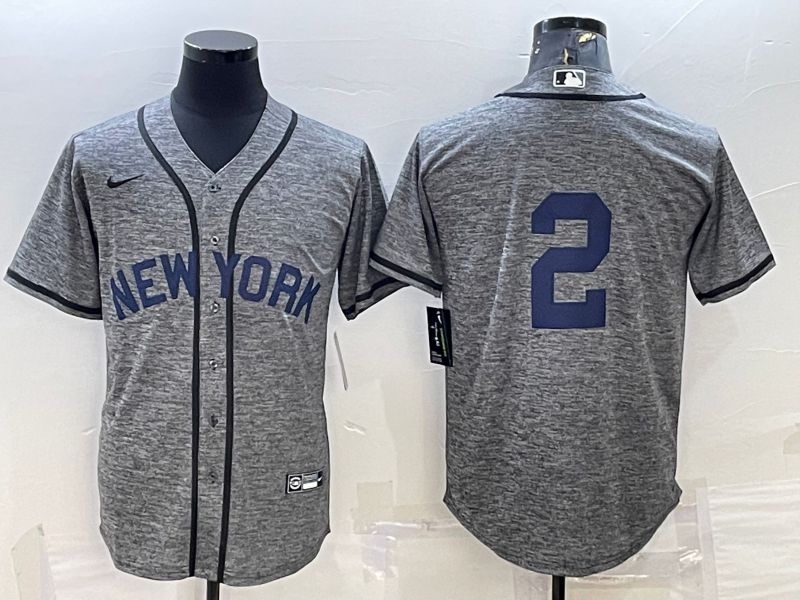 Men New York Yankees 2 No Name Grey hemp ash Nike 2022 MLB Jerseys